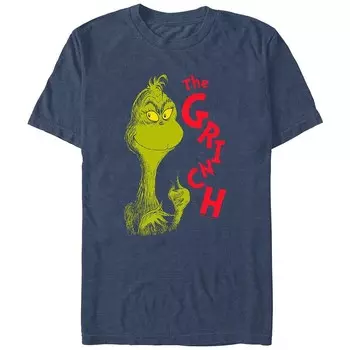 Футболка с озорным лицом Big & Tall Dr. Seuss The Grinch Licensed Character, цвет Navy Heather
