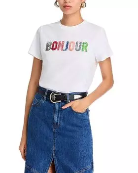 Футболка с пайетками Cinq Sept, белый