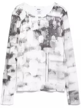Футболка с пайетками DKNY, серый