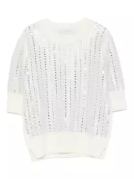 Футболка с пайетками Ermanno Scervino, белый