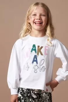 Футболка с пайетками Gigi Angel & Rocket, белый