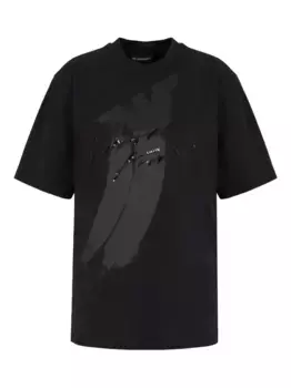 Футболка с пайетками и логотипом EMPORIO ARMANI, черный