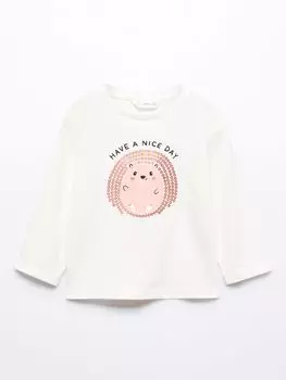 Футболка с пайетками и надписью Baby Pato Mango, натуральный белый