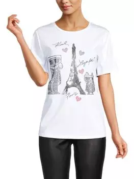 Футболка с пайетками «Эйфелева башня» Karl Lagerfeld Paris, белый