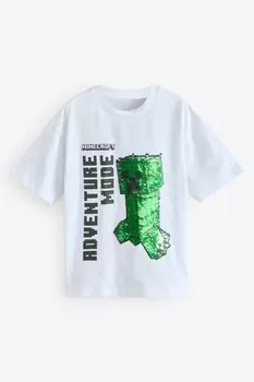 Футболка с пайетками Minecraft из 100% хлопка (3 16 лет) Next, белый