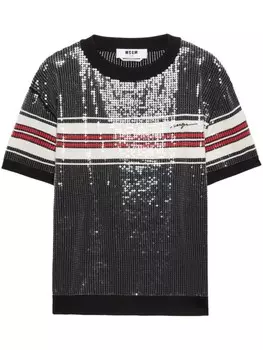 Футболка с пайетками MSGM, черный