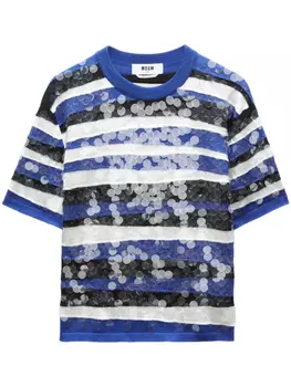 Футболка с пайетками MSGM, синий