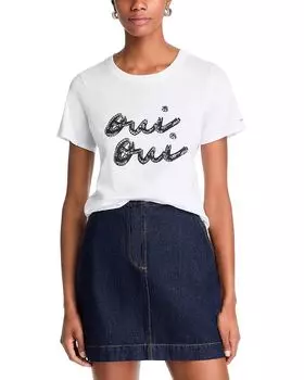 Футболка с пайетками Oui Oui Cinq Sept, белый