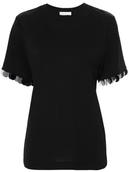 Футболка с пайетками Rabanne, черный
