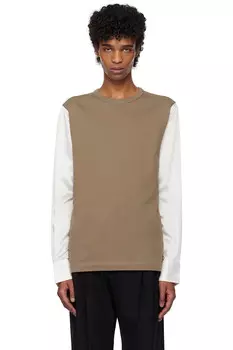 Футболка с панелями Dries Van Noten, цвет mud