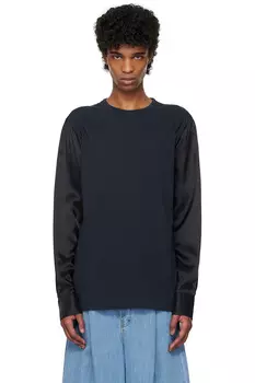 Футболка с панелями Dries Van Noten, синий