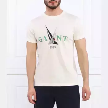 Футболка с парусом стандартного кроя Gant, экрю