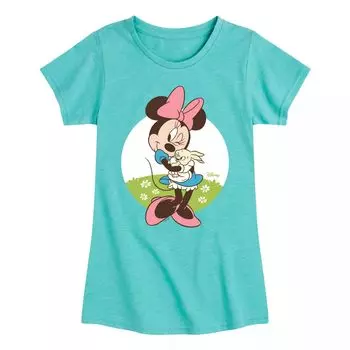 Футболка с пасхальным рисунком Disney's Minnie Mouse для девочек 7–16 лет Licensed Character, синий