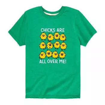 Футболка с пасхальным рисунком для мальчиков 8–20 лет C'hicks Are All Over Me Licensed Character