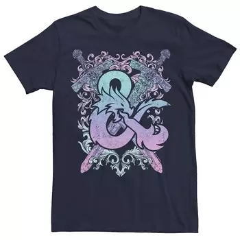 Футболка с пастельным логотипом Big & Tall Dungeons And Dragons Ampersand Licensed Character, темно-синий