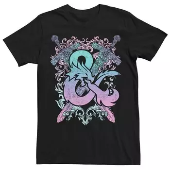 Футболка с пастельным логотипом Big & Tall Dungeons And Dragons Ampersand Licensed Character, черный