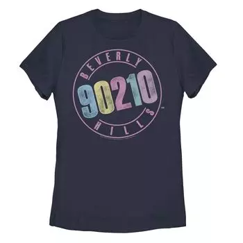 Футболка с пастельным логотипом Juniors' Beverly Hills 90210 Licensed Character, темно-синий