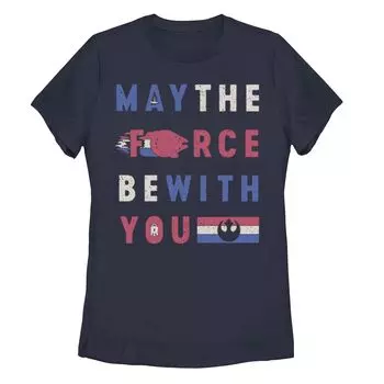 Футболка с патриотическим рисунком Disney's Star Wars Juniors "May The Force" Licensed Character