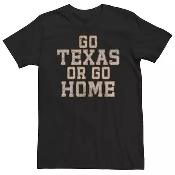 Футболка с печатными буквами Big & Tall Go Texas Or Go Home Licensed Character, черный