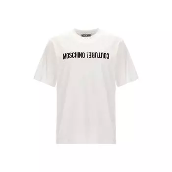Футболка с перевернутым логотипом Moschino, белый