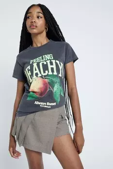 Футболка с персиковым слоганом, 100% хлопок River Island, серый