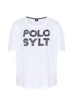 Футболка с пигментным принтом в виде этикетки POLO SYLT, цвет 11-0601 Bright White