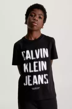 Футболка с пиксельным логотипом Calvin Klein Jeans, черный