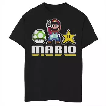 Футболка с пиксельным логотипом Super Mario Bros. для мальчиков 8–20 лет Licensed Character