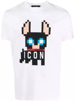 Футболка с пиксельным принтом Icon DSQUARED2, белый