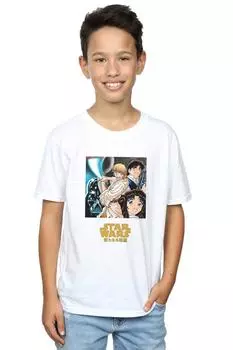 Футболка с плакатом аниме Star Wars, белый