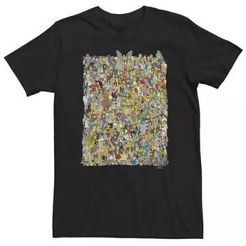 Футболка с плакатом Big & Tall The Simpsons All Of Springfield Licensed Character, черный