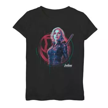Футболка с плакатом Black Widow Tech для девочек 7–16 лет Marvel «Мстители: Война бесконечности» Licensed Character