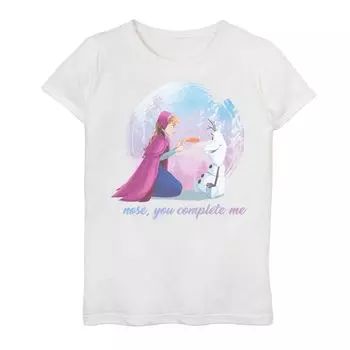 Футболка с плакатом «Дисней» для девочек 7–16 лет, «Однажды в снеговике», «Анна и Носистый Олаф» Disney