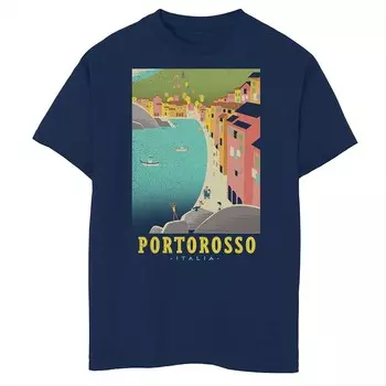 Футболка с плакатом Disney/Pixar's Luca Boys 8-20 Portorosso Italia Licensed Character, темно-синий