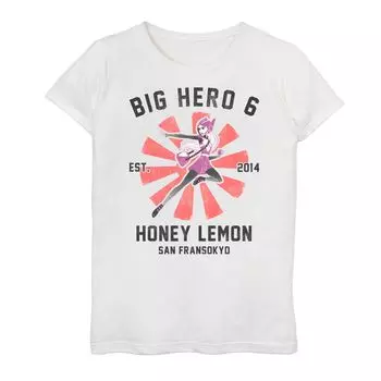 Футболка с плакатом Disney's Big Hero 6 для девочек 7–16 лет, медово-лимонная Licensed Character