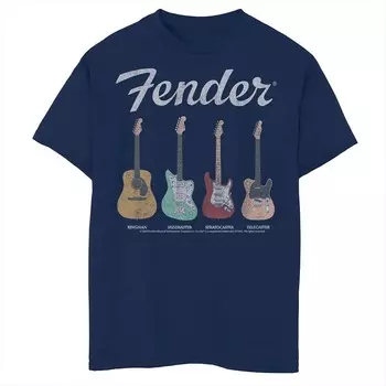 Футболка с плакатом Fender Guitars для мальчиков 8–20 лет Licensed Character, темно-синий