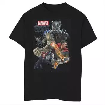 Футболка с плакатом и графическим изображением команды Marvel Puzzle Quest Galaxy для мальчиков 8–20 лет Marvel