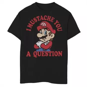 Футболка с плакатом и графическим изображением Nintendo Super Mario «I Mustache You» для мальчиков 8–20 лет Licensed Character