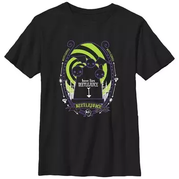 Футболка с плакатом и графическим плакатом Beetlejuice Tombstone для мальчиков 8–20 лет Licensed Character, черный
