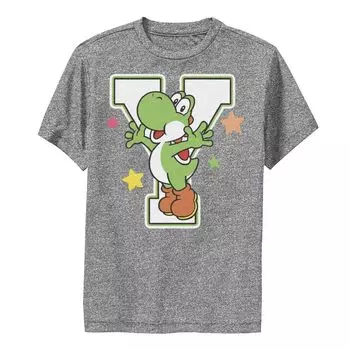 Футболка с плакатом и графическим рисунком Nintendo Super Mario Yoshi Stars для мальчиков 8–20 лет Licensed Character