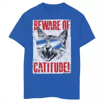 Футболка с плакатом и графикой Beware Of Catitude для мальчиков 8–20 лет Unbranded