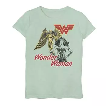Футболка с плакатом и графикой DC Comics для девочек 7–16 лет «Чудо-женщина» в двойной позе Licensed Character