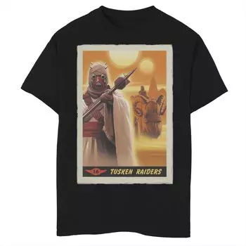 Футболка с плакатом и графикой для мальчиков 8–20 лет «Звездные войны: мандалорские тускенские рейдеры» Star Wars, черный