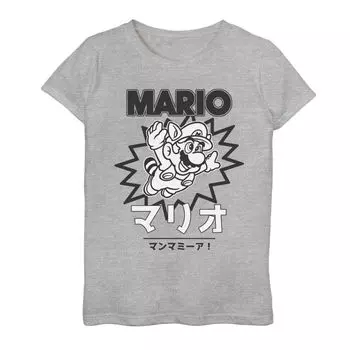 Футболка с плакатом кандзи Nintendo Super Mario Raccoon для девочек 7–16 лет Licensed Character