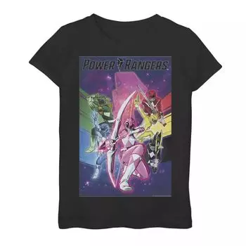 Футболка с плакатом команды Power Rangers для девочек 7–16 лет Licensed Character