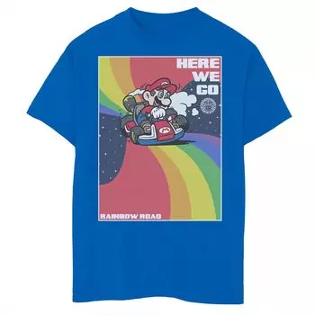 Футболка с плакатом Mario Kart Pride Mario Here We Go для мальчиков 8–20 лет, постер Rainbow Road Licensed Character