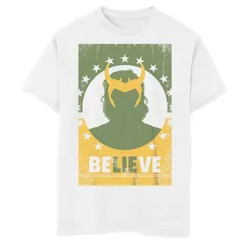 Футболка с плакатом Marvel Loki BeLIEve для мальчиков 8–20 лет Licensed Character, белый