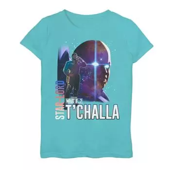 Футболка с плакатом «Marvel What If T'Challa Starlord and Watcher» для девочек 7–16 лет Marvel