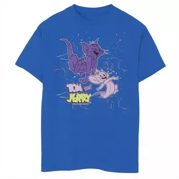 Футболка с плакатом Tom & Jerry Splatter Paint для мальчиков 8–20 лет Licensed Character