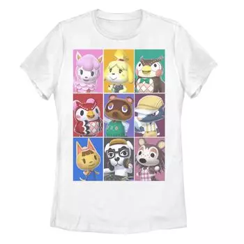 Футболка с плакатом в стиле фолк-ежегодника Nintendo Animal Crossing Towns для юниоров Licensed Character, белый